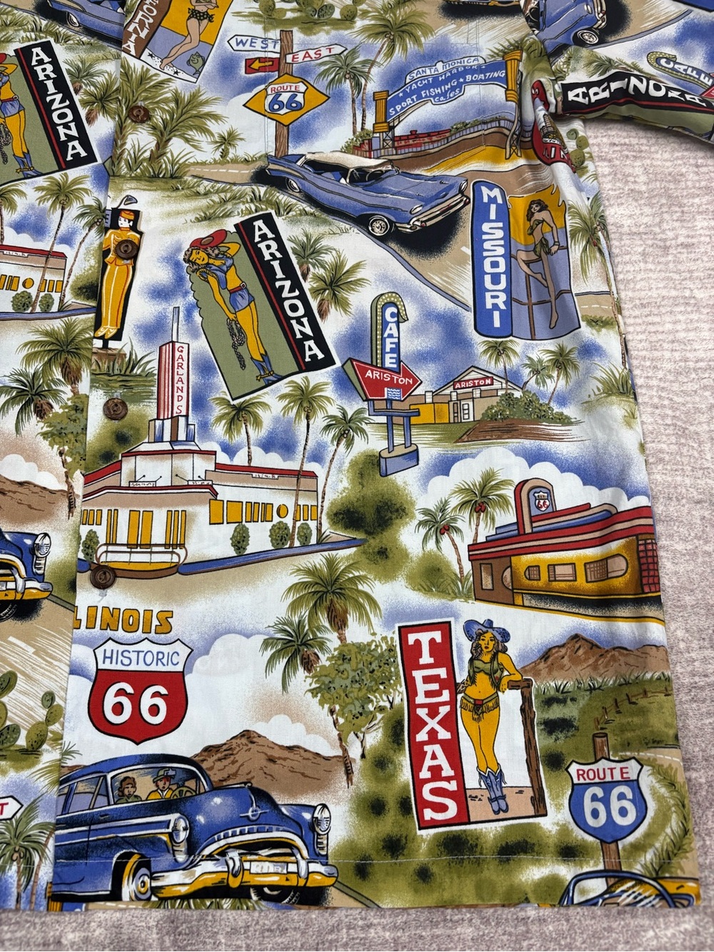 Pacific Legend Men’s L Made in Hawaii Shirt Route 66 Fun Print Cotton - Picture 7 of 8
